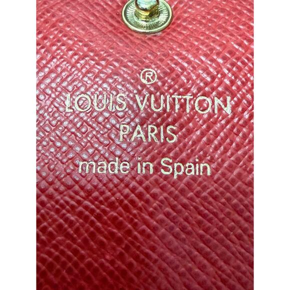 LOUIS VUITTON Damier Ebine Canvas Leather Red Emilie Wallet FAST USA SHIPPING - Picture 4 of 14